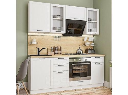 Модульный кухонный гарнитур Барселона-02 белый 2140x1900x600