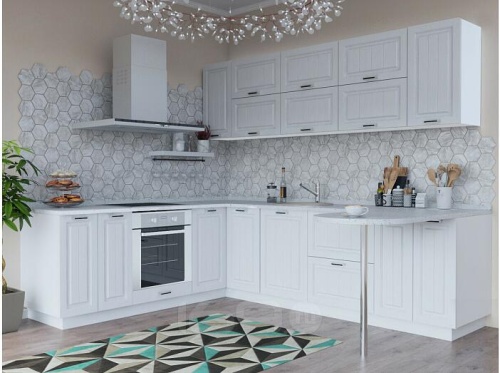 Модульный кухонный гарнитур Прага-18 белое дерево 2140x2190/2600x600 фото 4