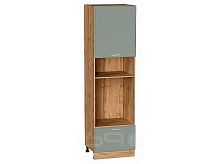 Шкаф пенал с 1-ой дверцей и ящиком под технику Квадро Аквамарин/Дуб Вотан 2132*600*577