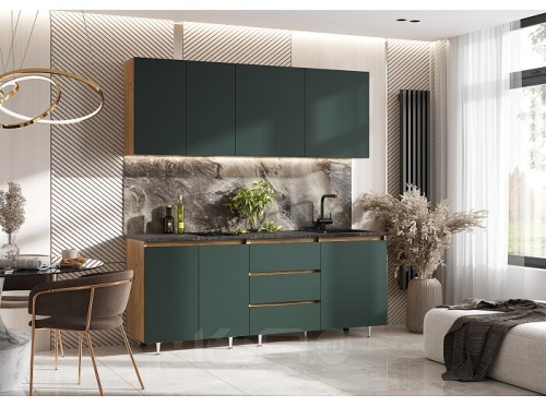 Кухонный гарнитур Челси изумруд 2140x2000x600