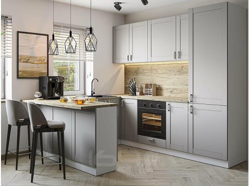 Модульный кухонный гарнитур Лофт-06 grey silk 2140x2600x600