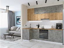 Модульный кухонный гарнитур Флэт-04 temple stone 2s, wotan oak 2s 2340x1000/2500x600