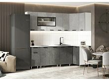 Кухонный гарнитур Рио бетон светлый, бетон темный 2140x2400/1000x600