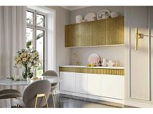 Кухонный гарнитур Оливия белый глянец, голдэн пэлас 2000x2000x600