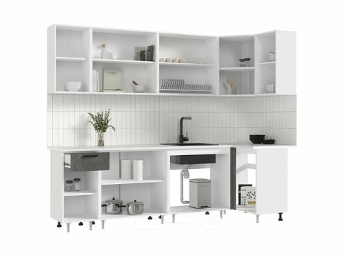 Кухонный гарнитур Рио бетон светлый, бетон темный 2140x2600/1000x600 фото 3