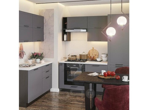 Модульный кухонный гарнитур Глетчер-03 маренго силк 2140x1200/2000x600