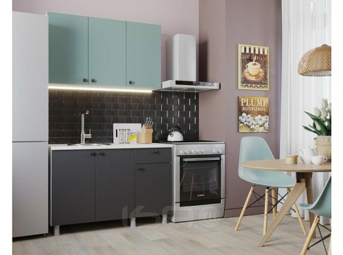 Кухонный гарнитур Деми графит, голубой 2090x1200x600