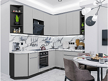 Модульный кухонный гарнитур Фьюжн-04 silky light grey 2340x4000x600
