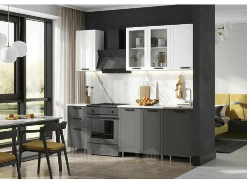 Кухонный гарнитур Монако белый снег софт, графит софт new 2140x1700x600