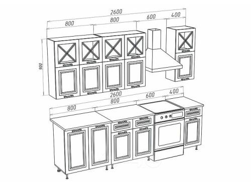 Кухонный гарнитур Констанция шервуд жемчуг 2350x2000x600 фото 2