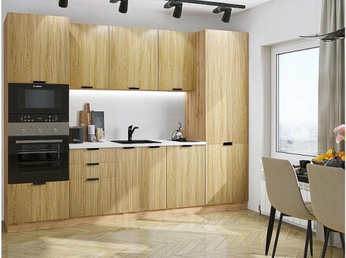 Модульный кухонный гарнитур Евро дуб песочный 2140x2800x600