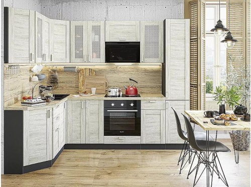 Модульный кухонный гарнитур Лофт-04 nordic oak 2140x2600x600