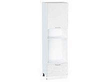 Шкаф пенал с 1-ой дверцей и ящиком под технику Квадро Белый/Белый 2132*600*577