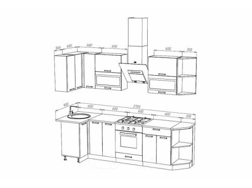 Кухонный гарнитур Техно графит софт new, экзотическое дерево амазония 2170x2700x600 фото 4