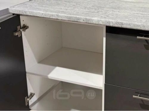 Модульный кухонный гарнитур Логика графит глянец 2134x1800x600 фото 4