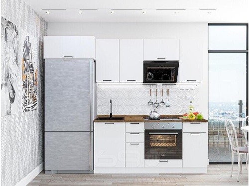 Модульный кухонный гарнитур Флэт-01 white in 2s 2140x2600x600