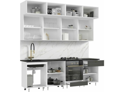 Кухонный гарнитур Престиж графит софт new 2500x2400x600 фото 3