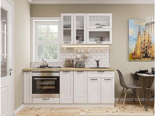 Модульный кухонный гарнитур Барселона-03 белый 2140x2000x600 фото 2