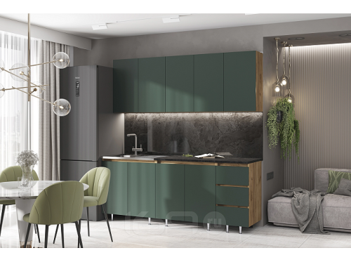 Кухонный гарнитур Челси изумрудный 2200x2000x600