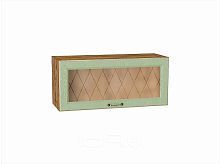 Шкаф верхний горизонтальный остекленный Ницца Дуб оливковый/Дуб Вотан 358*800*318