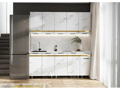 Кухонный гарнитур Милена белый, мрамор 2138x2000x600