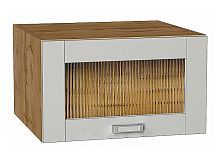 Шкаф верхний горизонтальный остекленный глубокий Лофт Grey Silk/Дуб Вотан 358*600*576