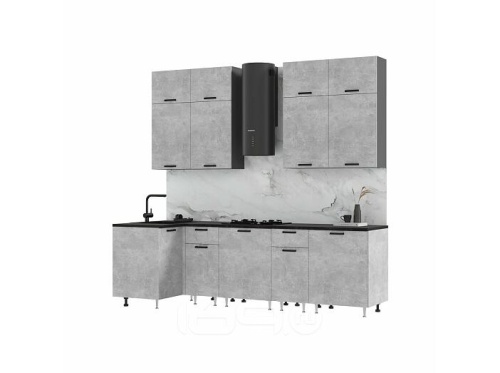 Кухонный гарнитур Рио бетон светлый 2100x1000/2600x600 фото 2