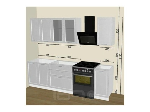 Модульный кухонный гарнитур Сканди white silkwood 2130x2000x600 фото 2