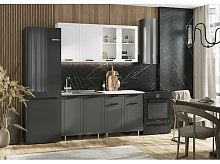 Кухонный гарнитур Монако белый снег софт, графит софт new 2140x1600x600