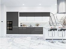 Модульный кухонный гарнитур Фьюжн-02 stormy silk, silky white 2140x4400x600