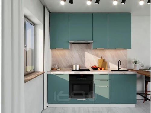 Модульный кухонный гарнитур Флэт grey-green in 2s 2340x2100x318