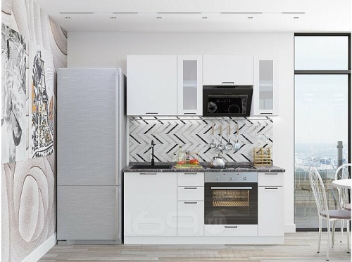 Модульный кухонный гарнитур Флэт white in 2s 2140x1800x478