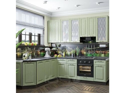 Модульный кухонный гарнитур Ницца-03 дуб оливковый 2340x1890/2400x600