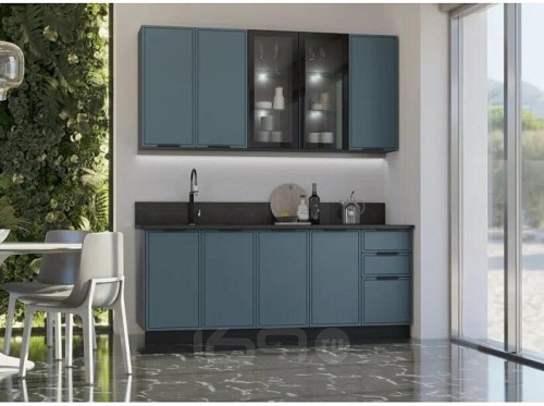 Кухонный гарнитур Николь браш блю 2140x2000x600