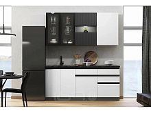 Кухонный гарнитур Техно-6 белый снег софт, графит 2340x2000x600