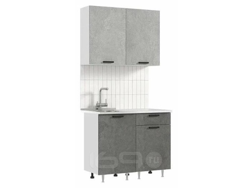 Кухонный гарнитур Рио бетон светлый, бетон темный 2140x1000x600 фото 2