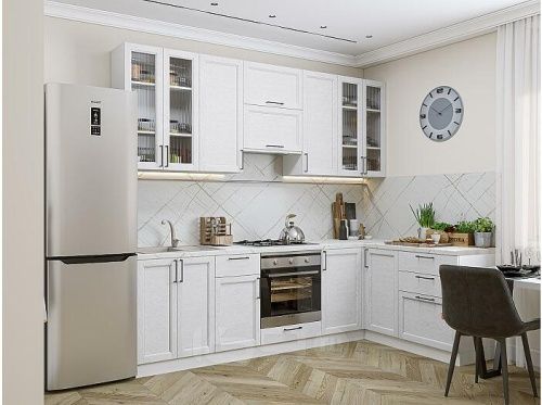 Модульный кухонный гарнитур Сканди-04 white silkwood 2340x2650x600