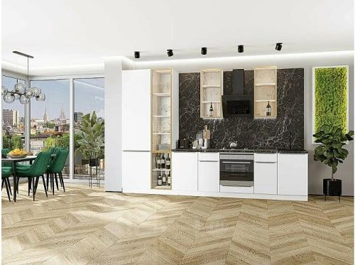 Модульный кухонный гарнитур Фьюжн-08 silky white 2340x3400x600