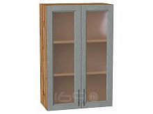 Шкаф верхний с 2-мя остекленными дверцами Сканди Grey Softwood Дуб Вотан 920*600*320