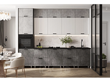 Кухонный гарнитур Рио бетон светлый, бетон темный 2500x3000x600